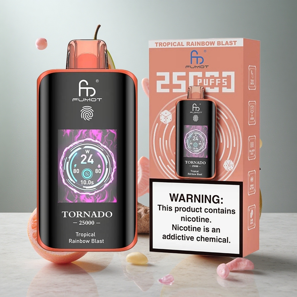 Fumot Tornado 25000 Puffs Vape Desechable Arcoíris Tropical con Pantalla HD