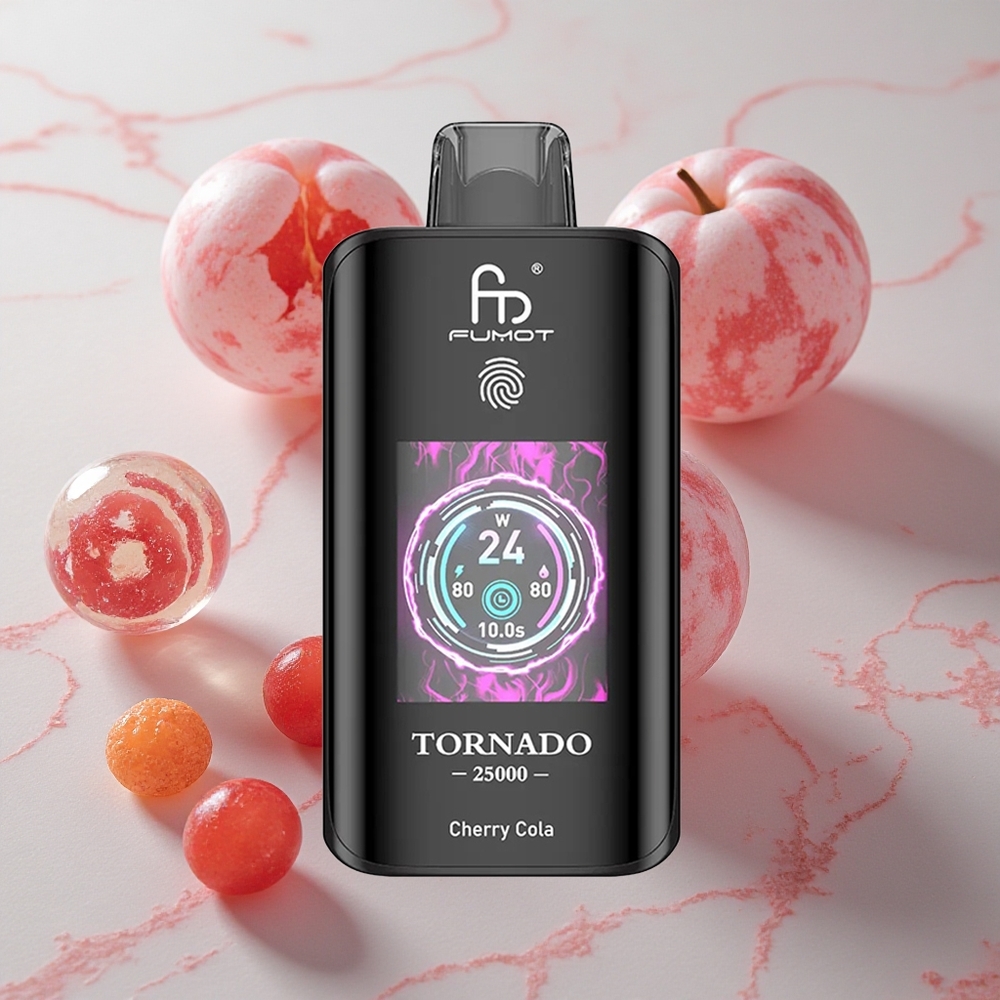 Fumot Tornado 25000 Puffs Vape Desechable Cereza Cola con Pantalla HD