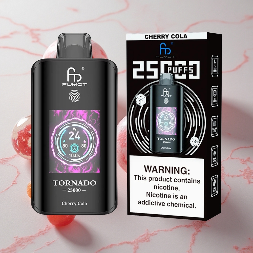 Fumot Tornado 25000 Puffs Vape Desechable Cereza Cola con Pantalla HD