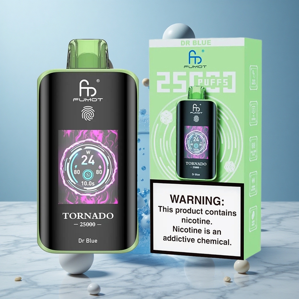 Fumot Tornado 25000 Puffs Vape Dr Azul con Pantalla HD