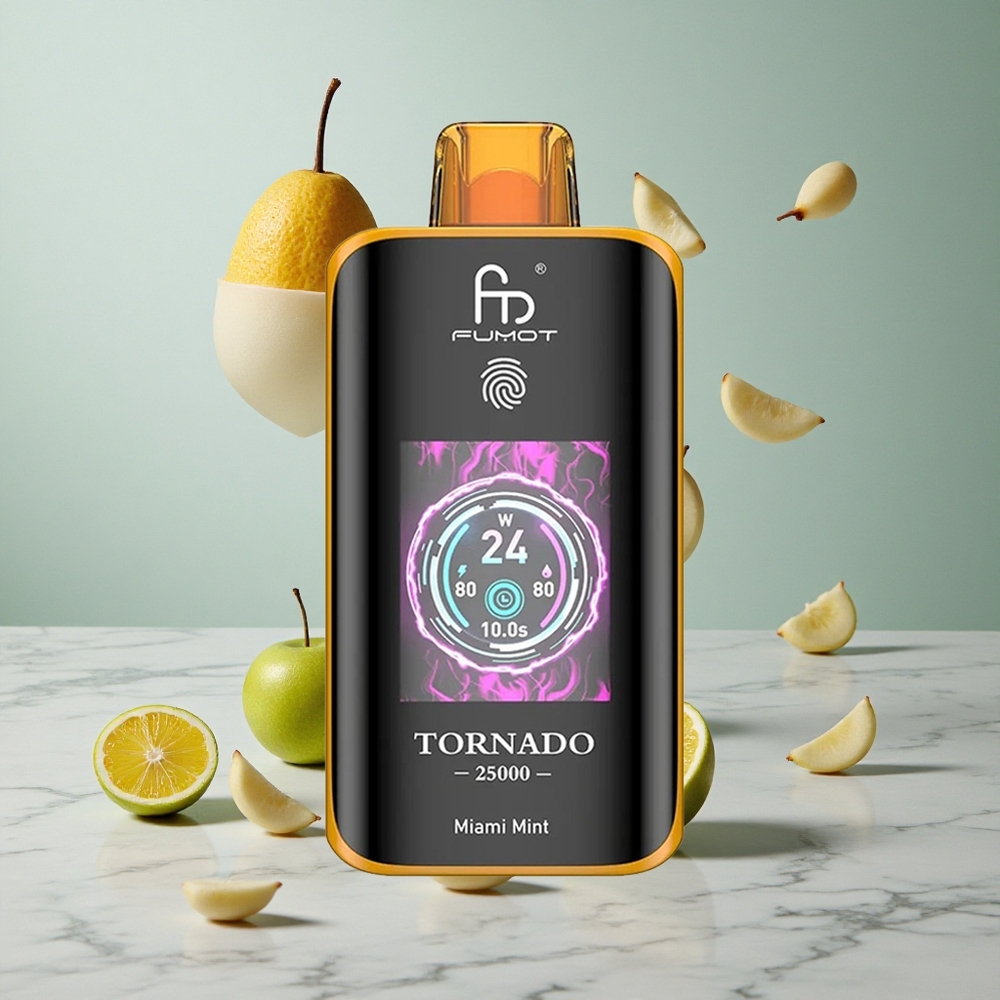 Fumot Tornado 25000 Puffs Vape Menta de Miami Pantalla HD