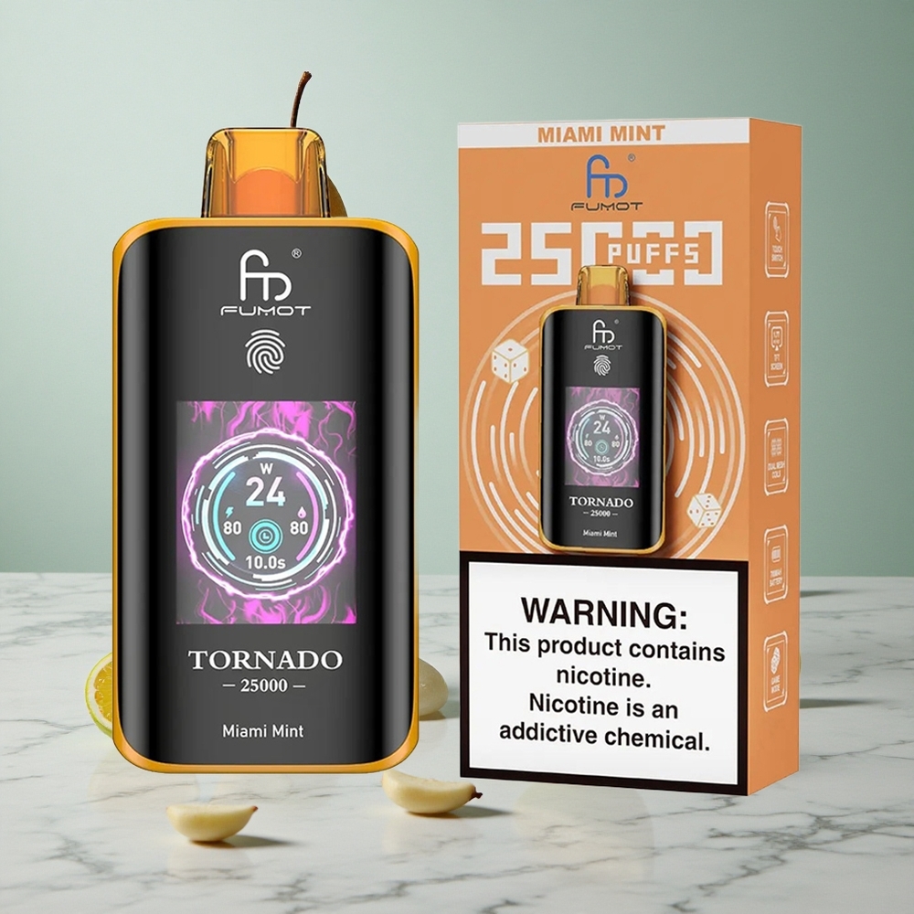 Fumot Tornado 25000 Puffs Vape Menta de Miami Pantalla HD