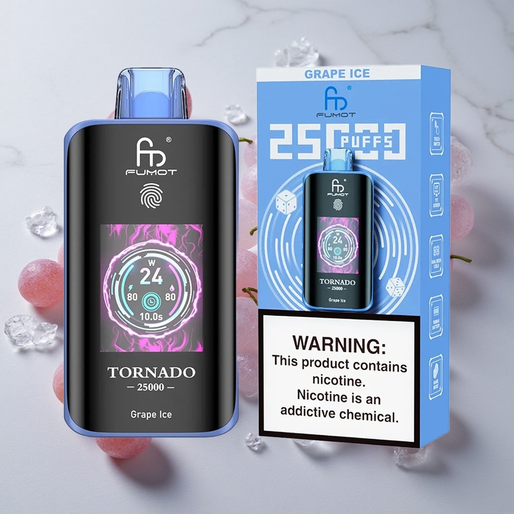 Fumot Tornado 25000 Puffs Vape Uva Hielo con Pantalla HD