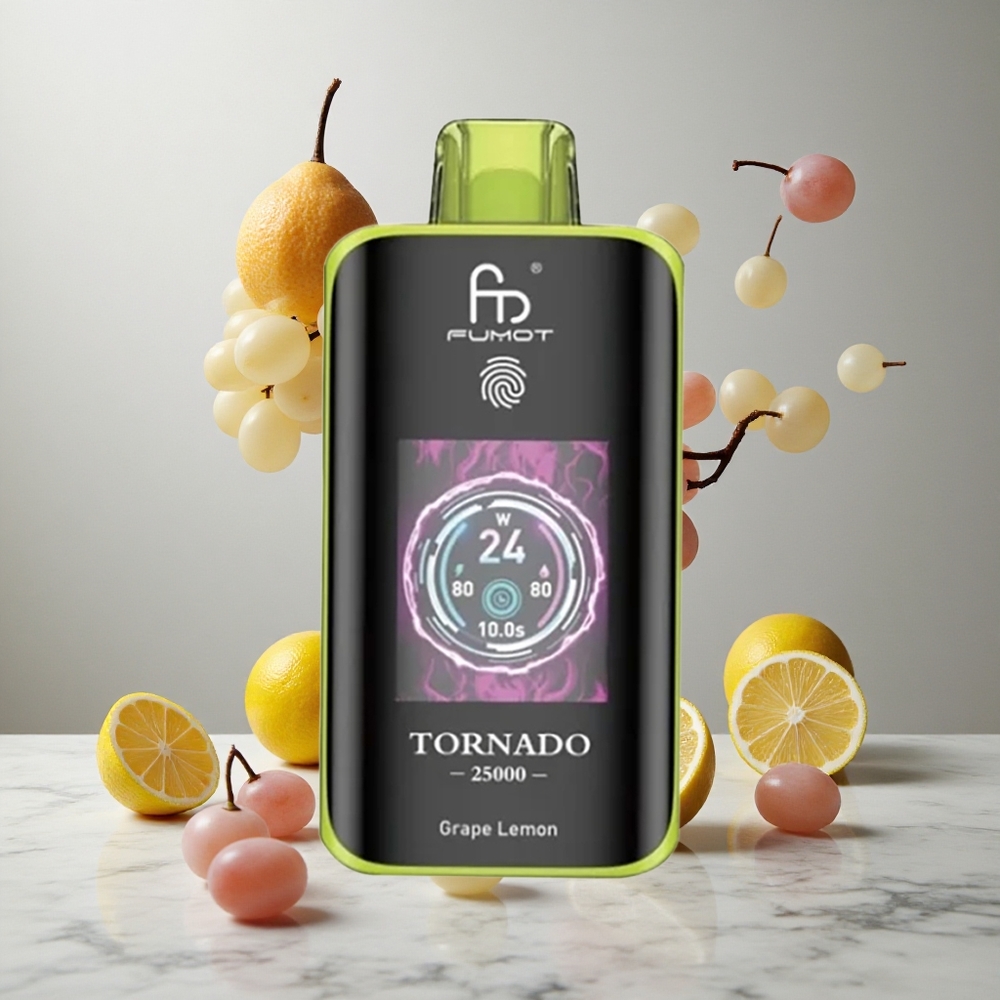 Fumot Tornado 25000 Puffs Vape Uva Limón con Batería Recargable 700mAh