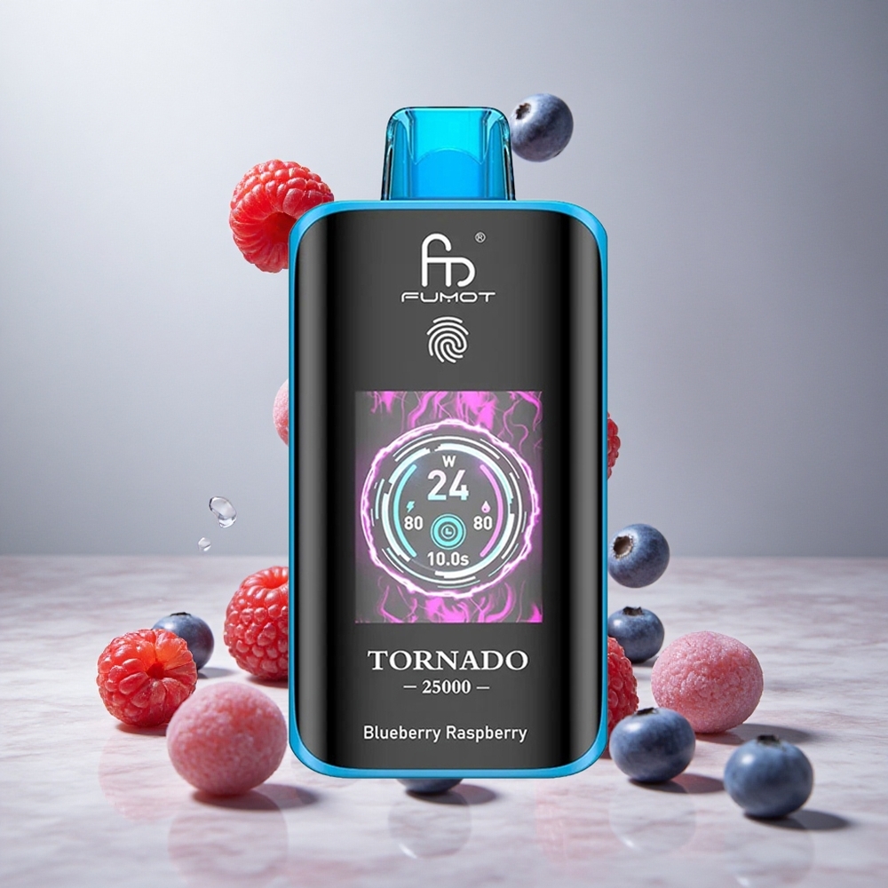 Fumot Tornado 25000 Puffs Vapeador Desechable Arándano Frambuesa Pantalla HD