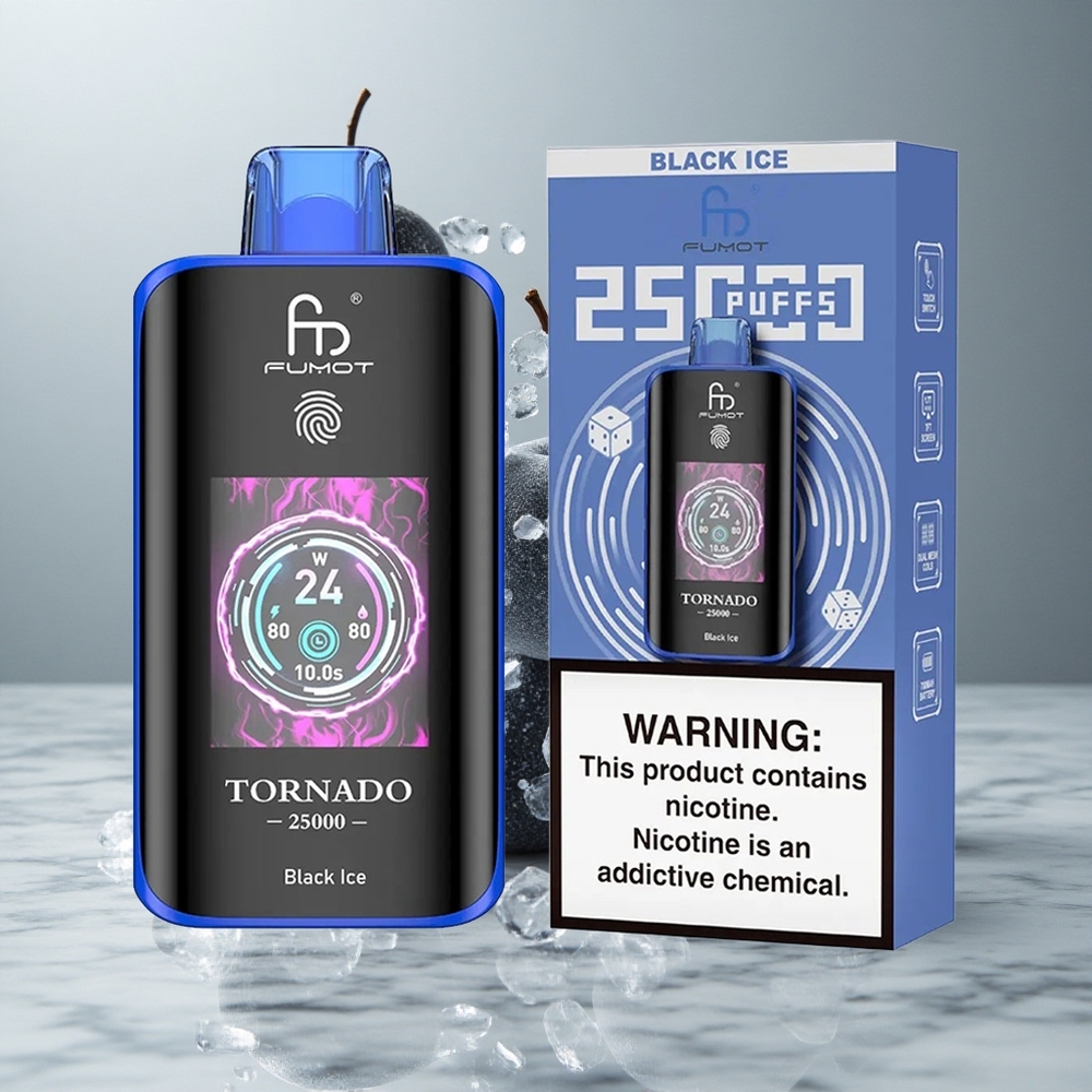 Fumot Tornado 25000 Puffs Vaporizador Desechable Hielo Negro con Pantalla HD
