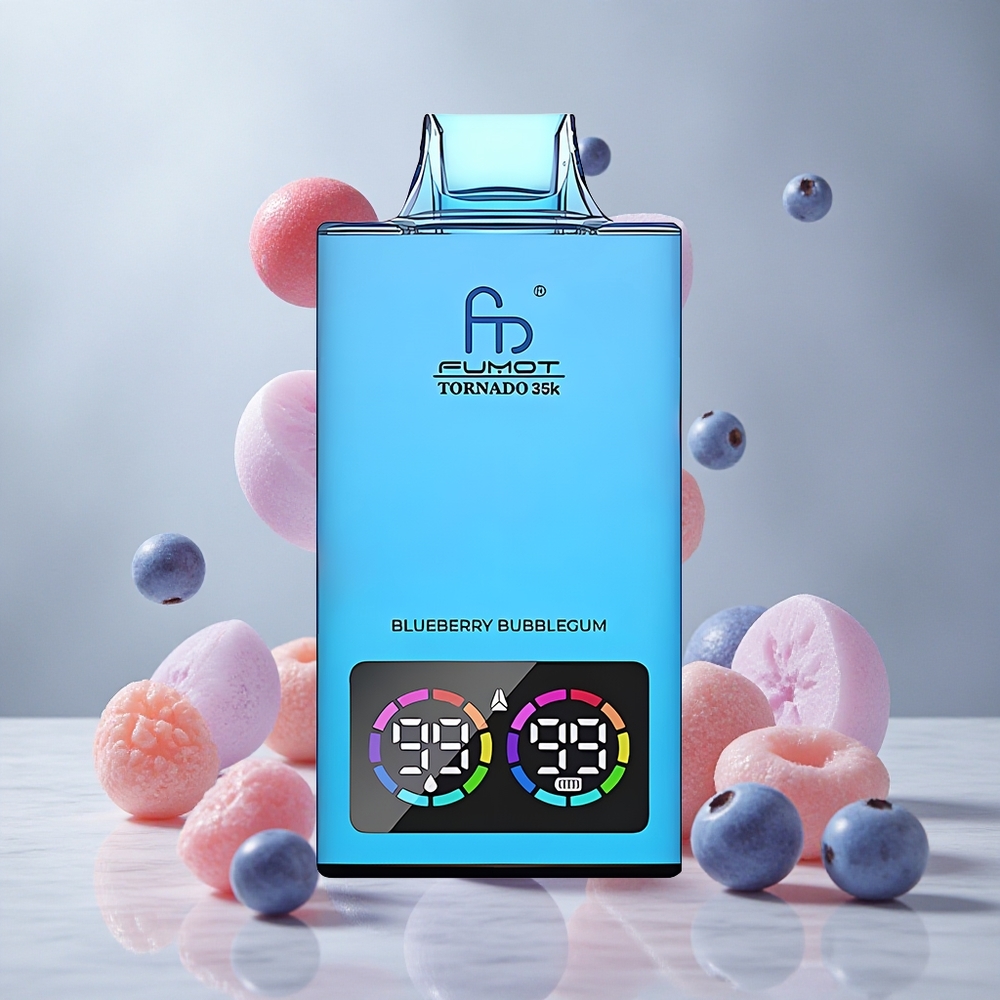 Fumot Tornado 35000 Chupadas Vape Desechable Chicle de Arándano Azul Dual Mesh Coil