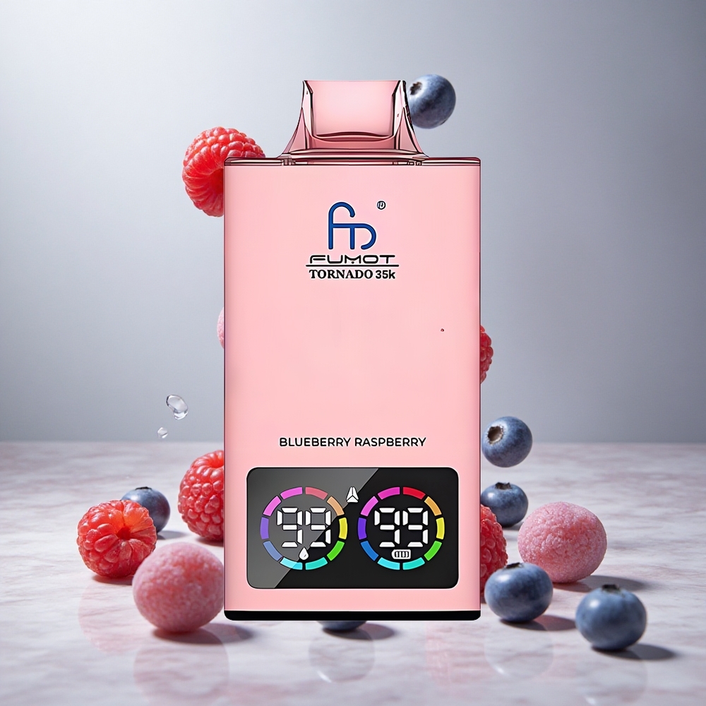 Fumot Tornado 35000 Pitadas Desechable Vape Arándano Frambuesa Dual Mesh Coil