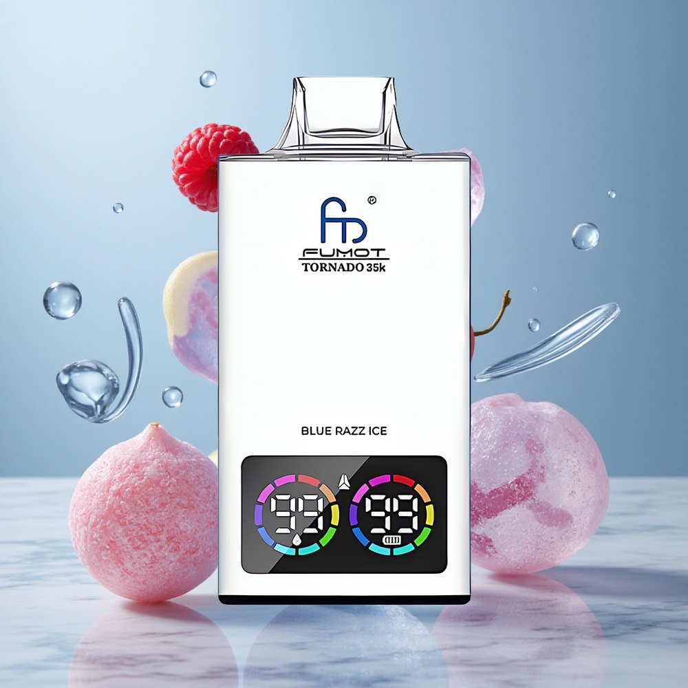 Fumot Tornado 35000 Vape Desechable Blue Razz Ice Dual Malla Bobina
